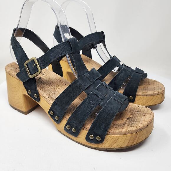 Kork-Ease Talia Sandal Women 9M Black Leather Strappy Studded Platform KE0006703 - Picture 1 of 13